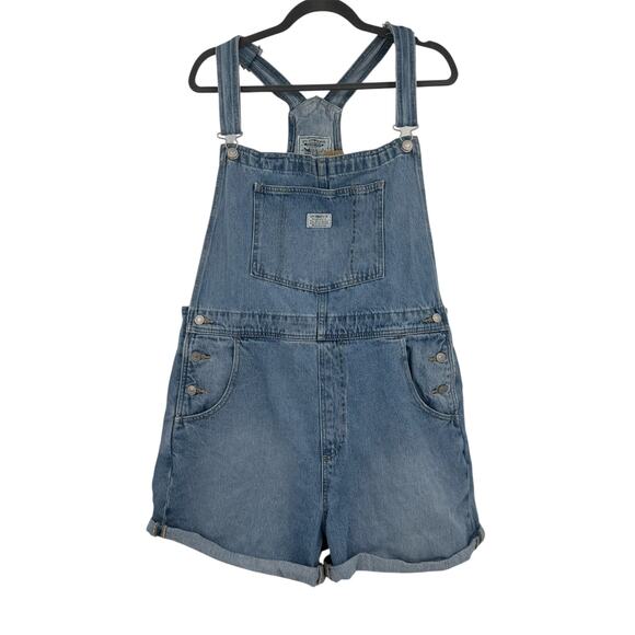 NWT Levi's Womens Vintage Rolled Cuff Denim Utility Shortalls Medium Wash XL - Picture 1 of 11
